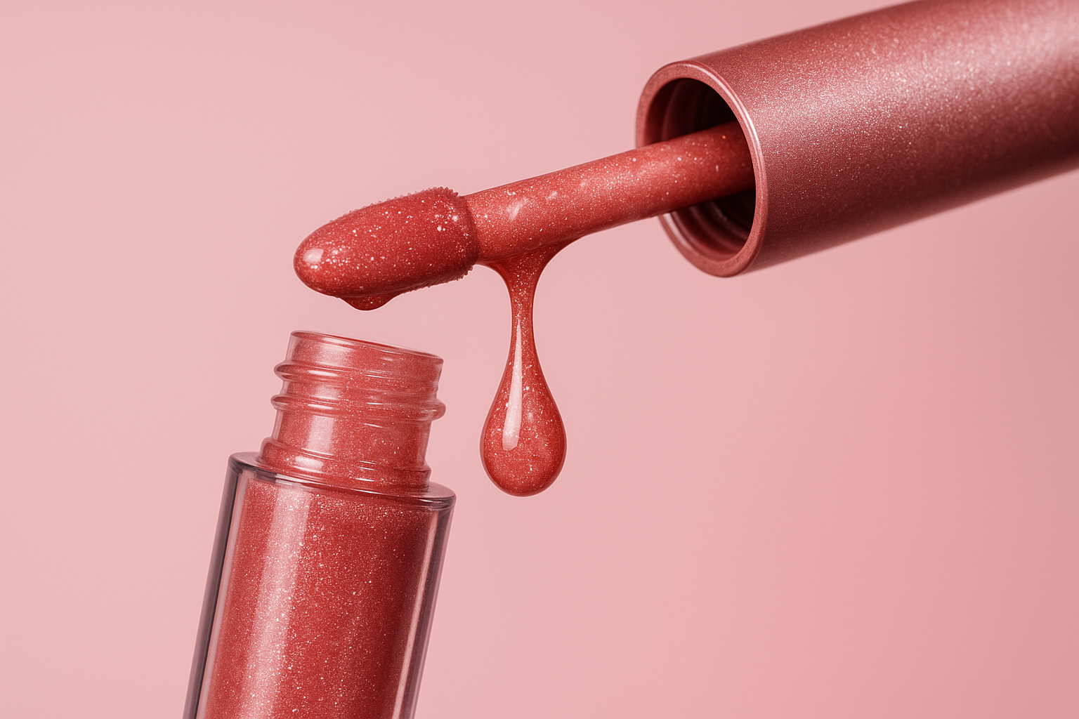 lip gloss dripping from the bottle